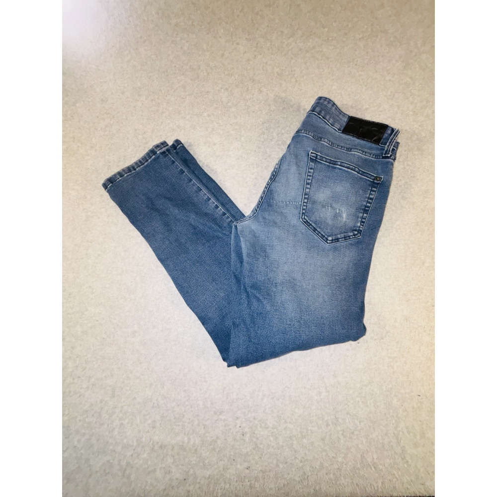 Tahari Jeans Mens 34x29 Blue Stretch Slim Taper Denim Medium Wash Casual